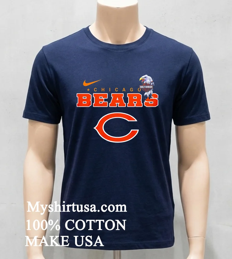 Chicago Bears Eagle Harley Davidson Shirt Navy Shirt