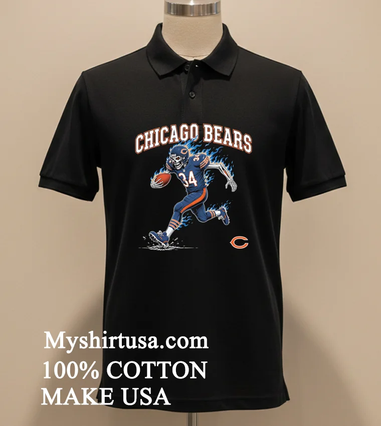 Chicago Bears Men’s Football Skeleton Player Burning Shirt - balck-shirt Chicago Bears Mens Football Skeleton Player Burning Shirt Balck Shirt 2