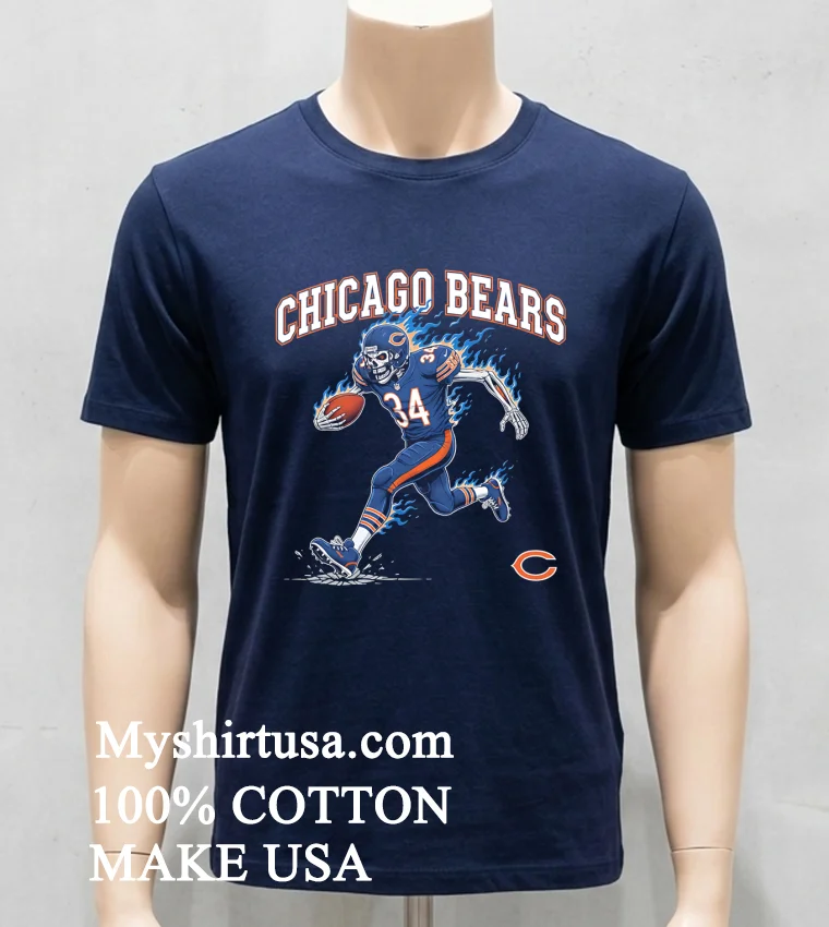 Chicago Bears Men’s Football Skeleton Player Burning Shirt - navy-shirt Chicago Bears Mens Football Skeleton Player Burning Shirt Navy Shirt