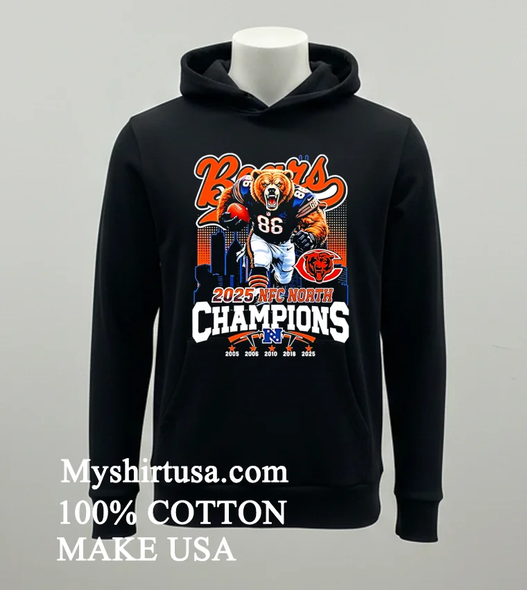 Chicago Bears Nfl Mascot Champions 2025 Nfc North Champions Skyline Shirt Balck Shirt