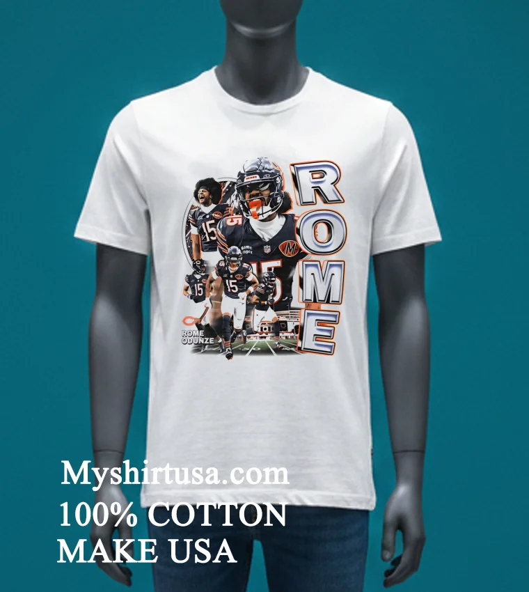 Chicago Bears Rome Odunze Graphic Shirt White T Shirt 4