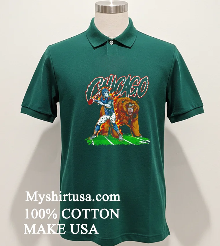Chicago Bears Skeleton Football Player And Bear Shirt Green Shirt