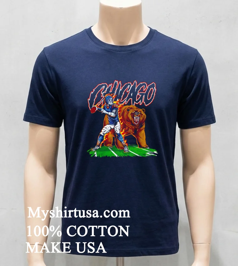 Chicago Bears Skeleton Football Player And Bear Shirt Navy Shirt