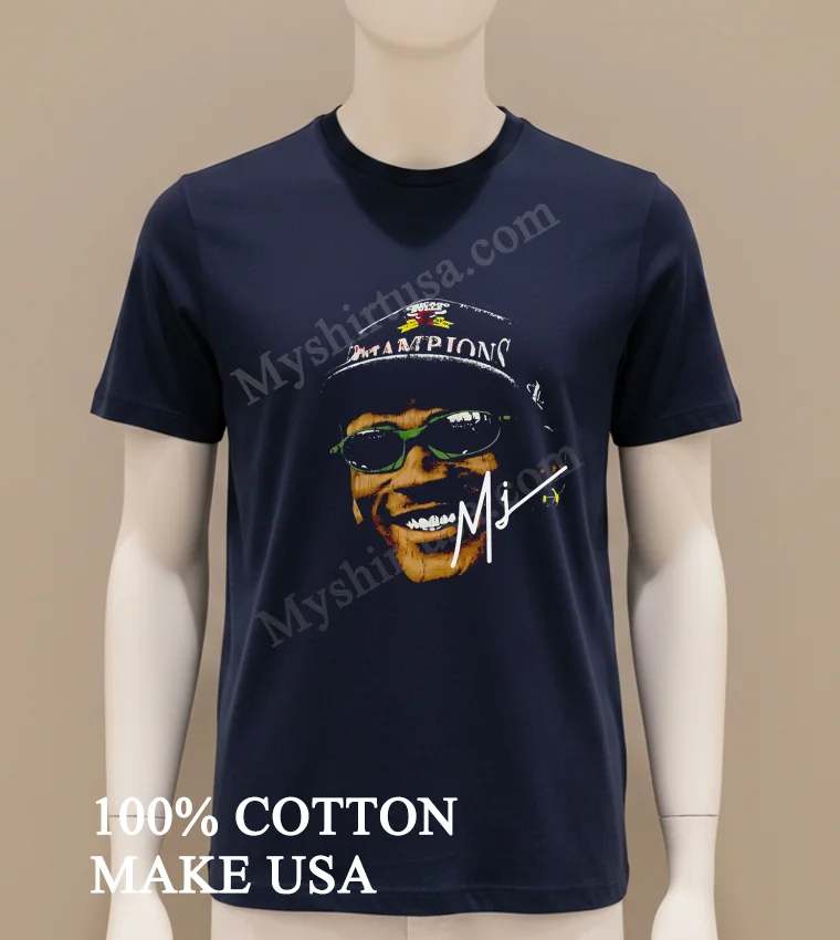 Chicago Bulls Champions Michael Jordan Portrait Signature Shirt Navy Shirt