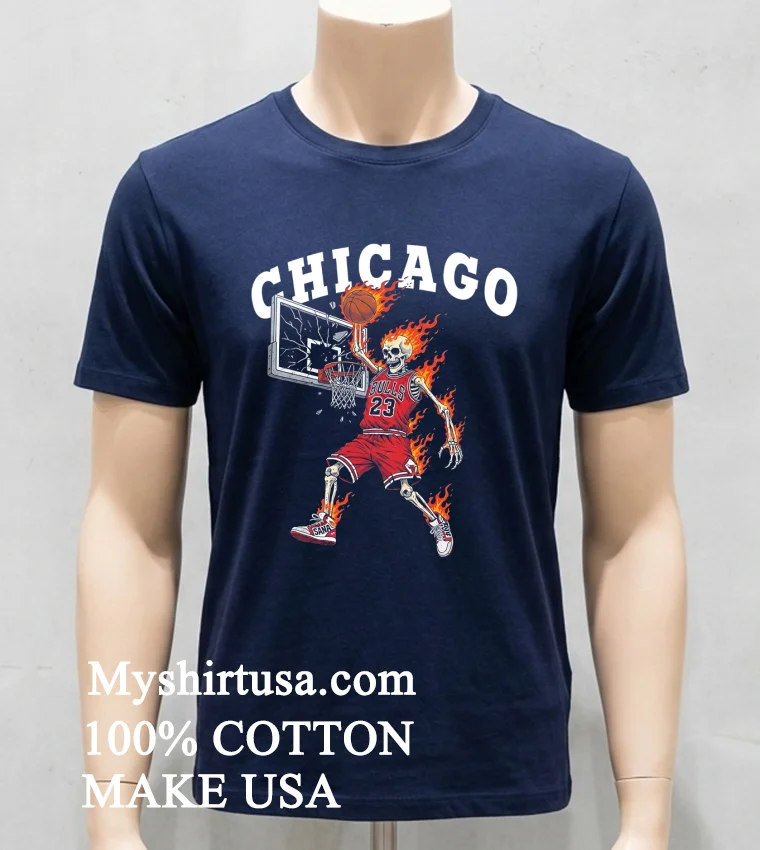 Chicago Bulls Men’s Basketball Skeleton Player Fire Shirt - navy-shirt Chicago Bulls Mens Basketball Skeleton Player Fire Shirt Navy Shirt