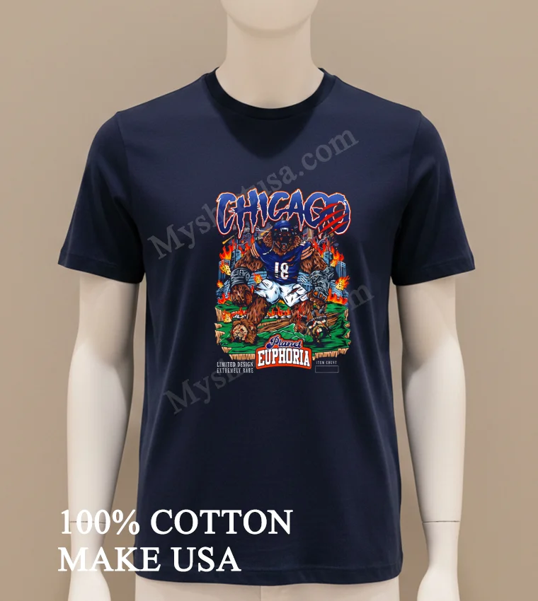 Chicago Planet Euphoria Bear 18 Monster Football Player Shirt Navy Shirt