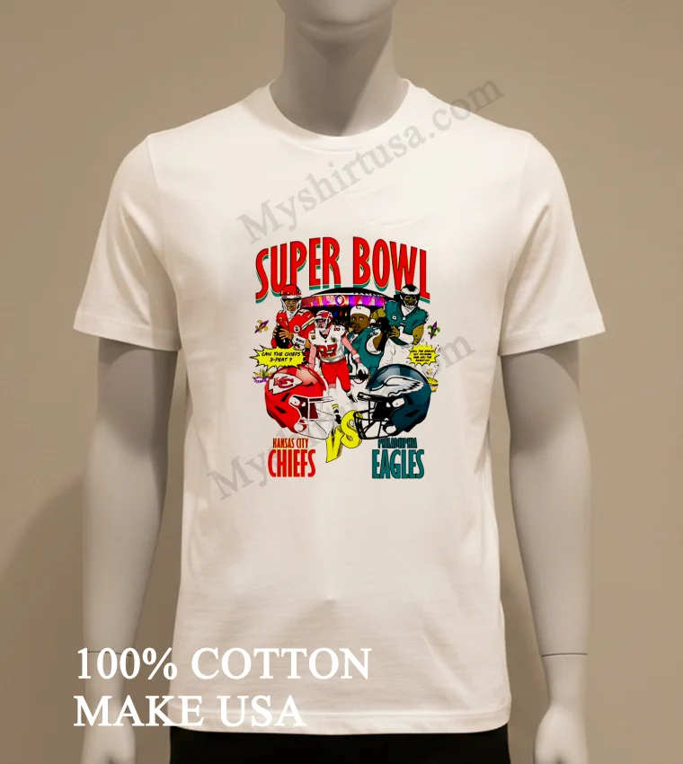 Chiefs Vs Eagles Super Bowl Can The Chiefs 3 Peat Graphic Shirt White T Shirt