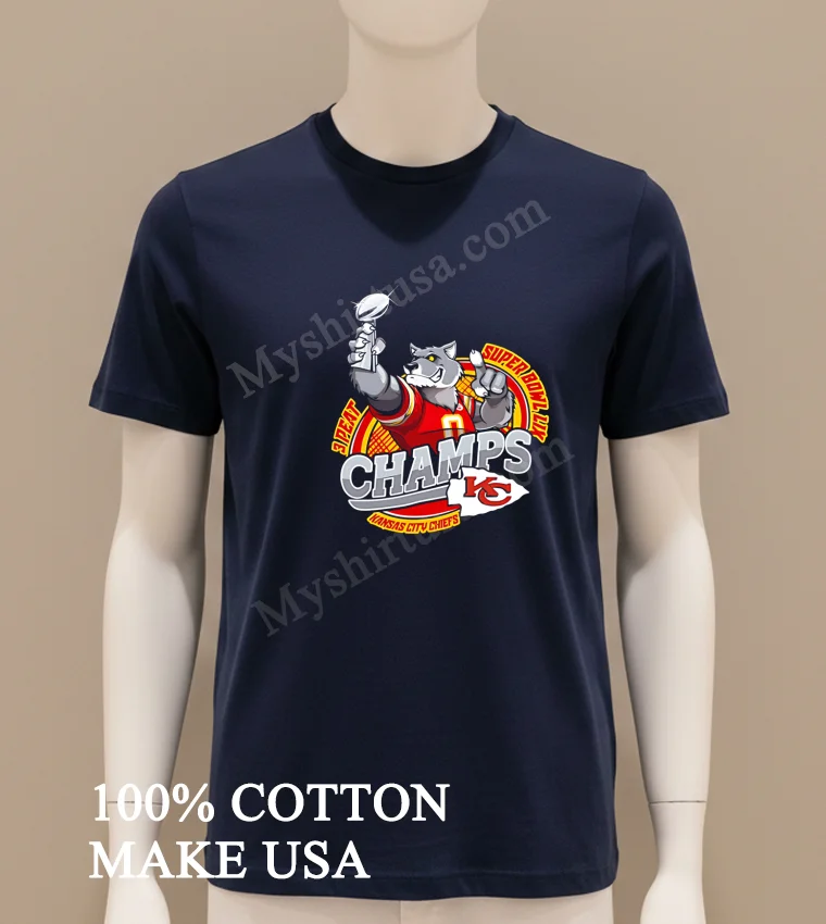 Chiefs Vs. Eagles Super Bowl Lix 3 Peat Mascot Glory funny america t-shirts - navy-shirt Chiefs Vs Eagles Super Bowl Lix 3 Peat Mascot Glory Shirt Navy Shirt
