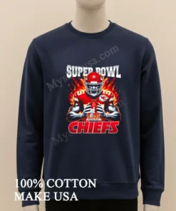 Chiefs Vs. Eagles Super Bowl Lix Burning Warrior Scream Chiefs funny america t-shirts