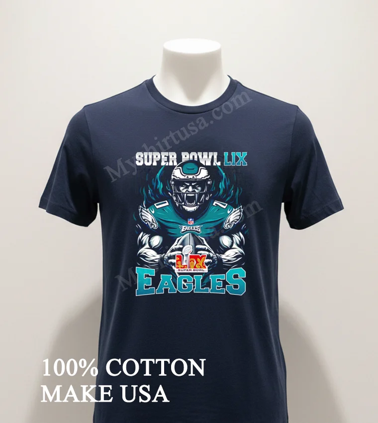 Chiefs Vs Eagles Super Bowl Lix Burning Warrior Scream Eagles Shirt Navy Shirt 1