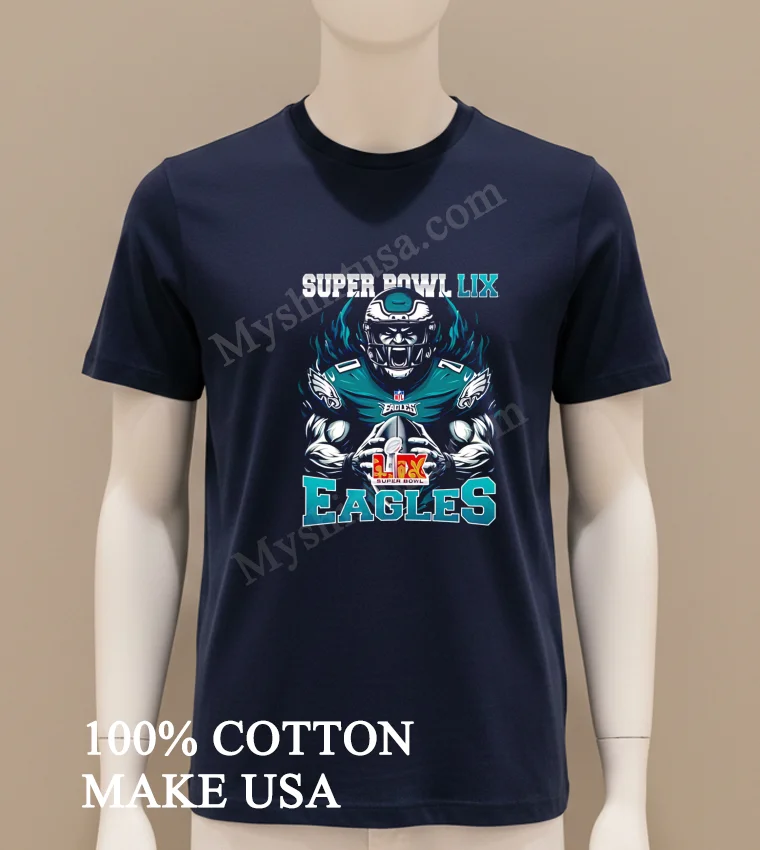 Chiefs Vs Eagles Super Bowl Lix Burning Warrior Scream Eagles Shirt Navy Shirt