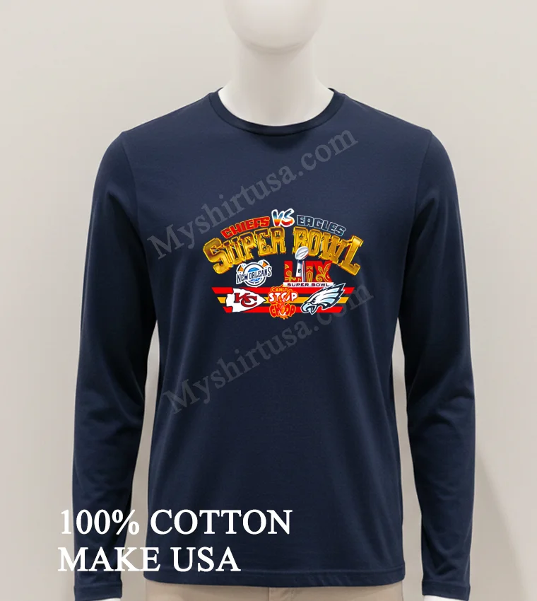 Chiefs Vs Eagles Super Bowl Lix Can T Stop The Chop 2025 Champions funny america t-shirts - hoodie-shirt Chiefs Vs Eagles Super Bowl Lix Cant Stop The Chop 2025 Champions Shirt Hoodie Shirt