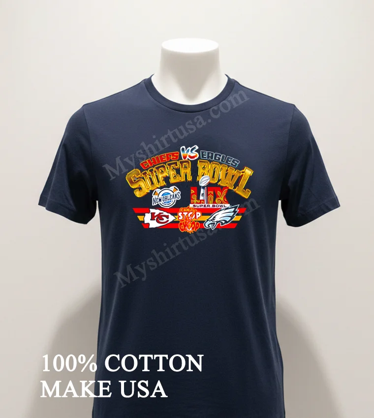Chiefs Vs Eagles Super Bowl Lix Cant Stop The Chop 2025 Champions Shirt Navy Shirt 1