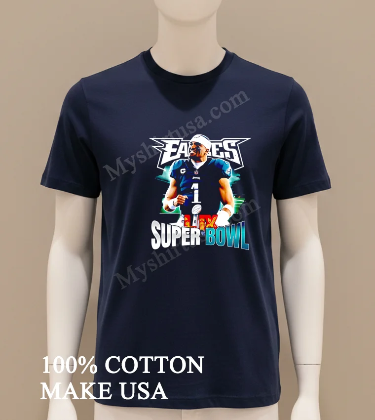 Chiefs Vs Eagles Super Bowl Lix Jalen Hurts Shirt Navy Shirt