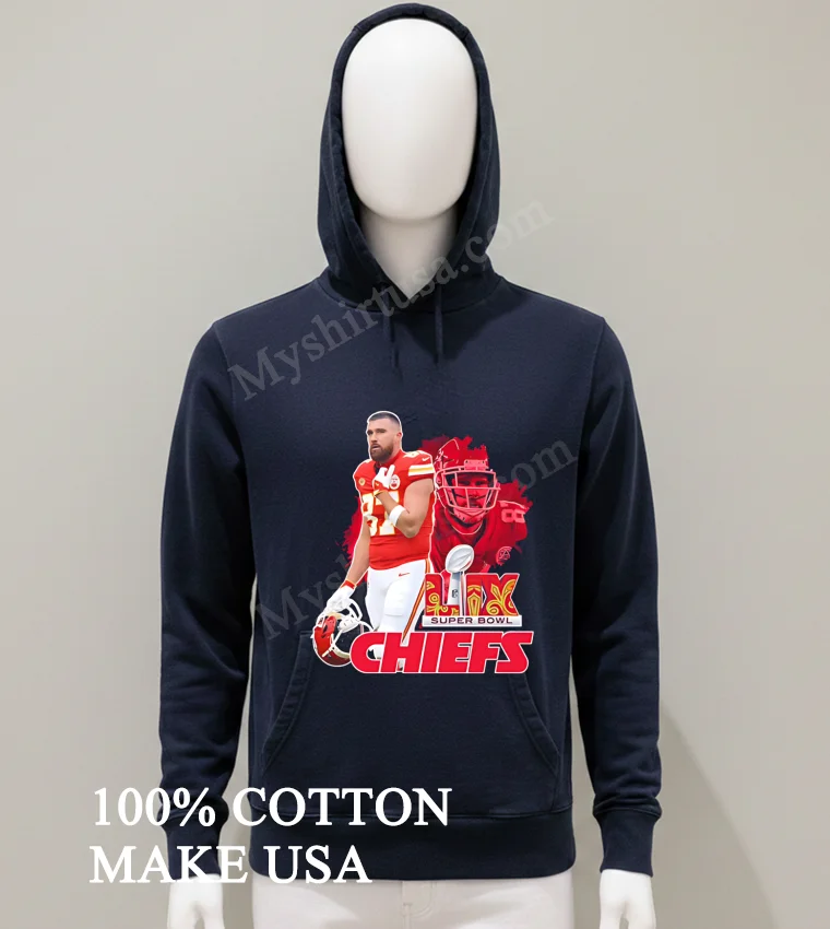 Chiefs Vs Eagles Super Bowl Lix Travis Kelce Shirt Balck Shirt