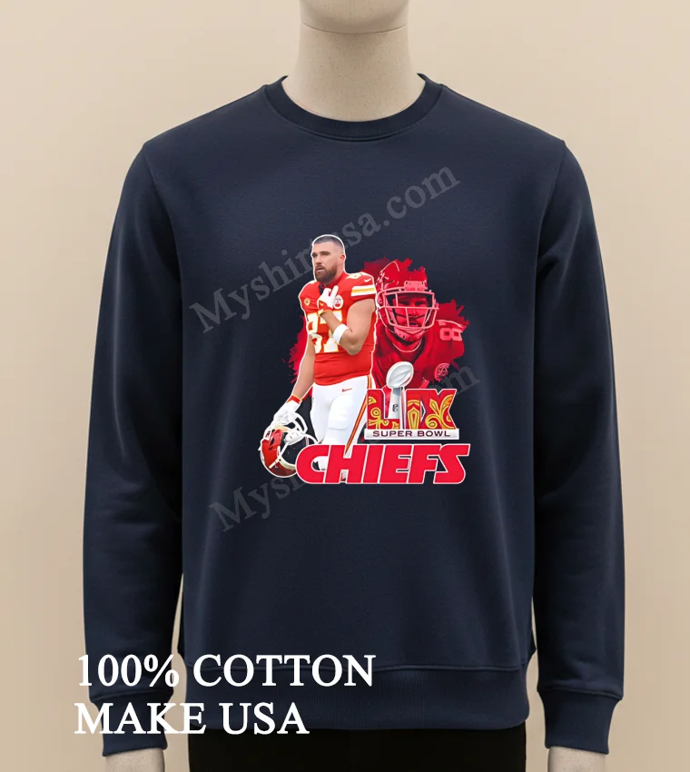 Chiefs Vs Eagles Super Bowl Lix Travis Kelce Shirt Long Sleve Shirt