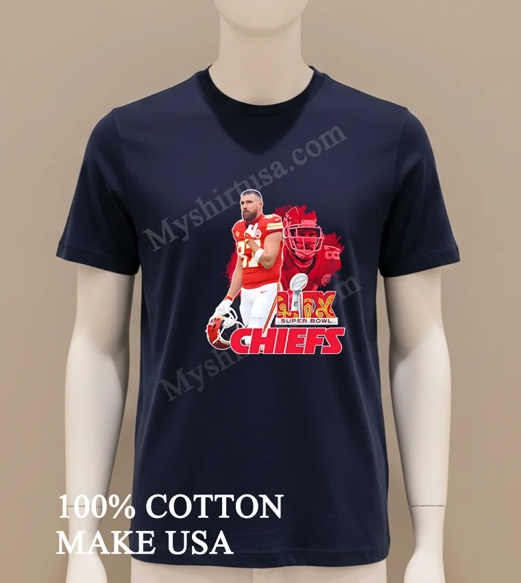 Chiefs Vs Eagles Super Bowl Lix Travis Kelce Shirt Navy Shirt