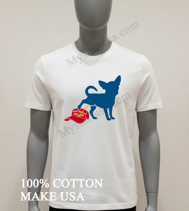 Chihuahua Peeing On Red Make America Great Again Hat Shirt White T Shirt 2