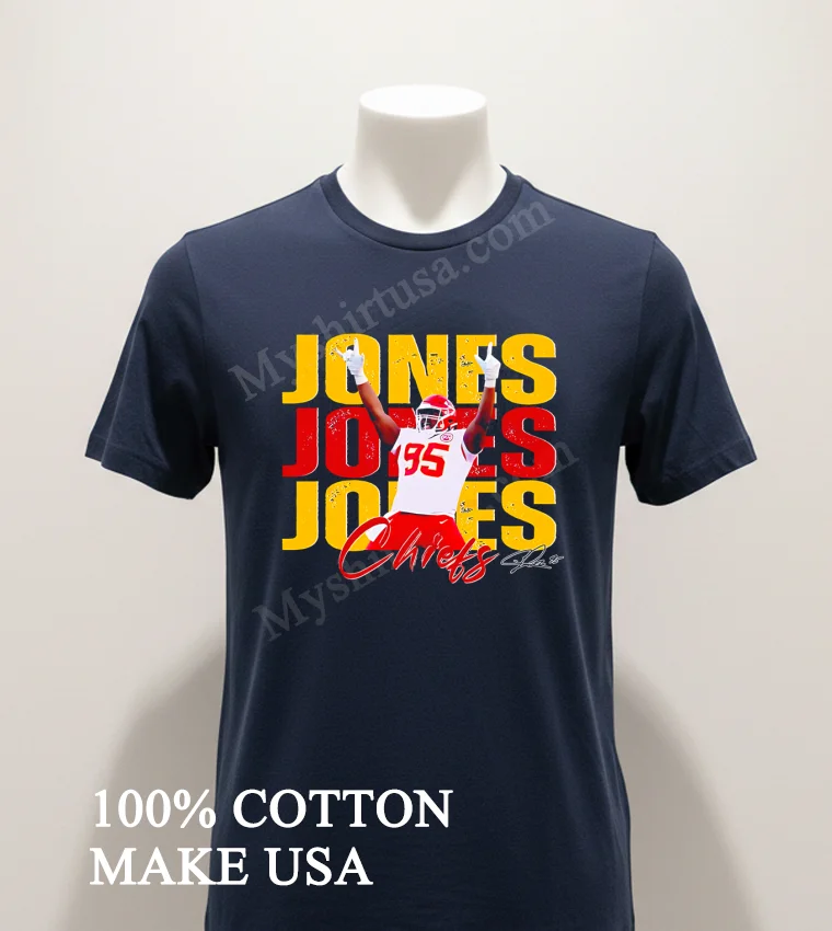 Chris Jones 95 Kansas City Chiefs Football Players Super Bowl 2025 Shirt Navy Shirt 1