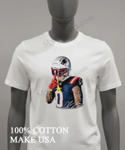 Christian Gonzalez New England Patriots Number Zero Quiet Shh Gesture Helmet Tattoo Graphic Shirt