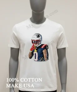 Christian Gonzalez New England Patriots Number Zero Quiet Shh Gesture Helmet Tattoo Graphic Shirt