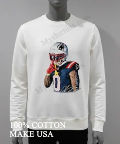 Christian Gonzalez New England Patriots Number Zero Quiet Shh Gesture Helmet Tattoo Graphic Shirt