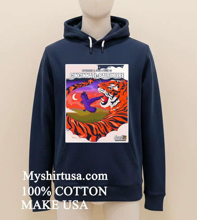 Cincinnati Bengals At Baltimore Ravens Game Poster Shirt Navy Shirt 1