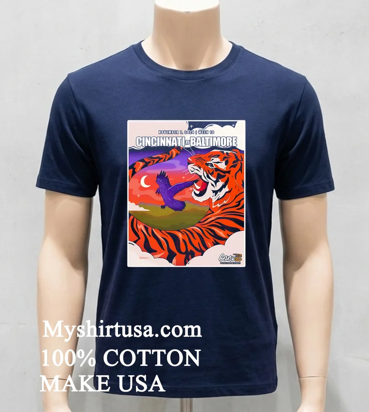 Cincinnati Bengals At Baltimore Ravens Game Poster Shirt Navy Shirt