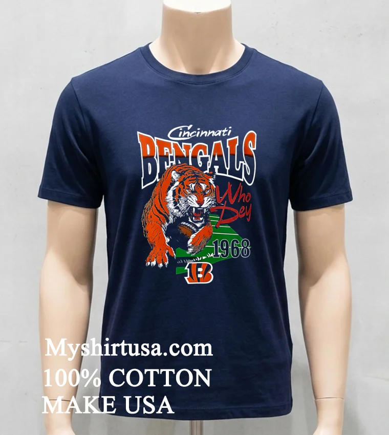 Cincinnati Bengals Tiger Who Dey 1968 Shirt Navy Shirt