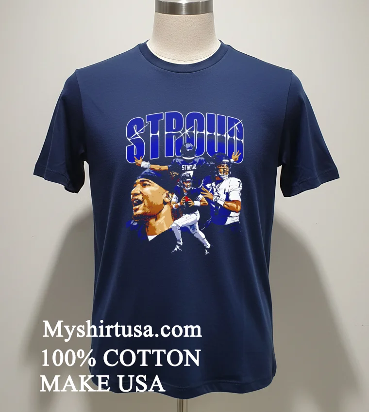 Cj Stroud Houston Collage Graphic Retro Shirt Navy Shirt