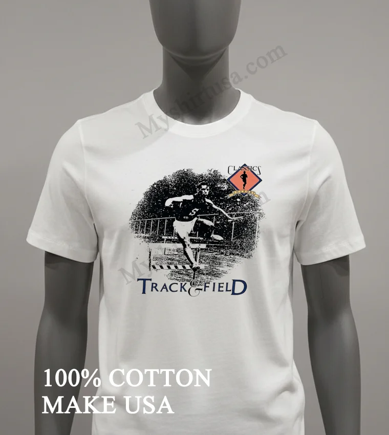 Classics Insport Track And Field Hurdle Athlete Graphic funny america t-shirts - white-t-shirt Classics Insport Track And Field Hurdle Athlete Graphic Shirt White T Shirt 3