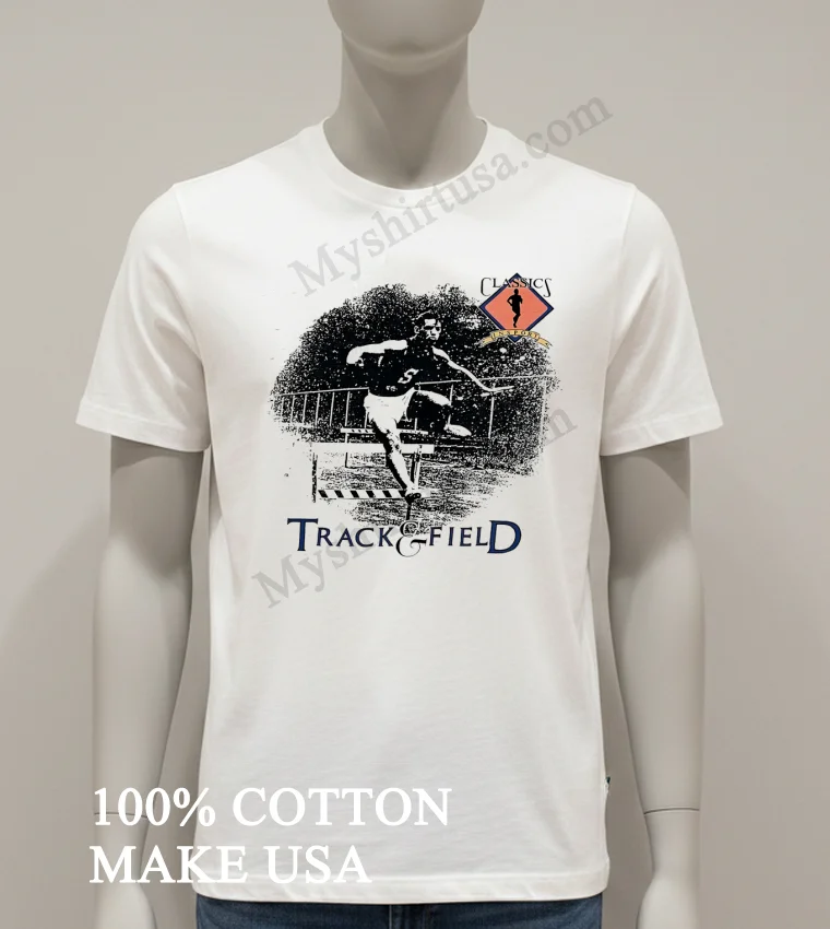 Classics Insport Track And Field Hurdle Athlete Graphic Shirt White T Shirt