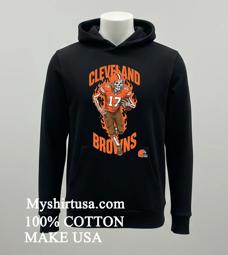 Cleveland Browns Men’s Football Skeleton Player Burning Shirt - balck-shirt Cleveland Browns Mens Football Skeleton Player Burning Shirt Balck Shirt