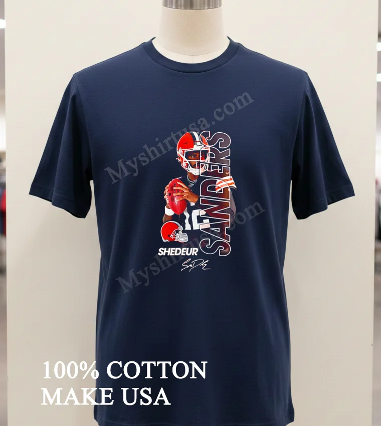 Cleveland Browns Shedeur Sanders Signature Baseball new t-shirt - navy-shirt Cleveland Browns Shedeur Sanders Signature Baseball Shirt Navy Shirt 1