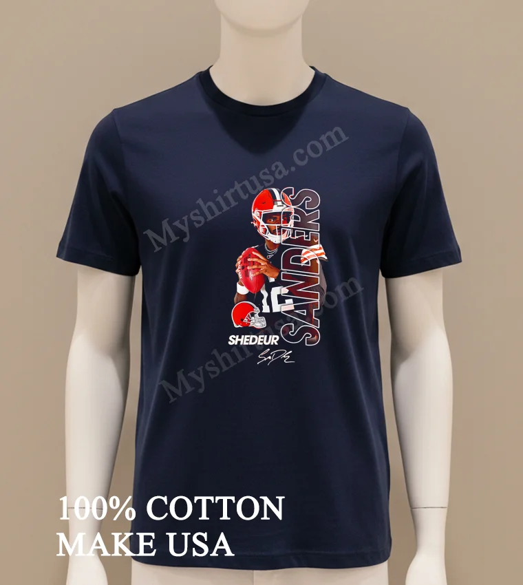 Cleveland Browns Shedeur Sanders Signature Baseball new t-shirt - navy-shirt Cleveland Browns Shedeur Sanders Signature Baseball Shirt Navy Shirt