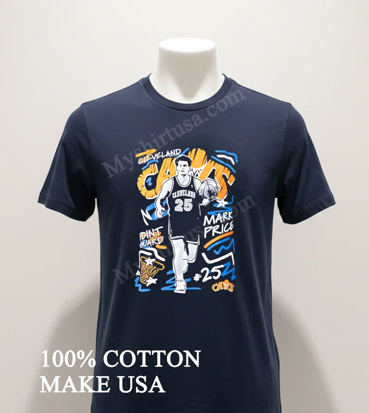 Cleveland Cavs Mark Price Point Guard Number 25 Basketball Shirt Navy Shirt 1