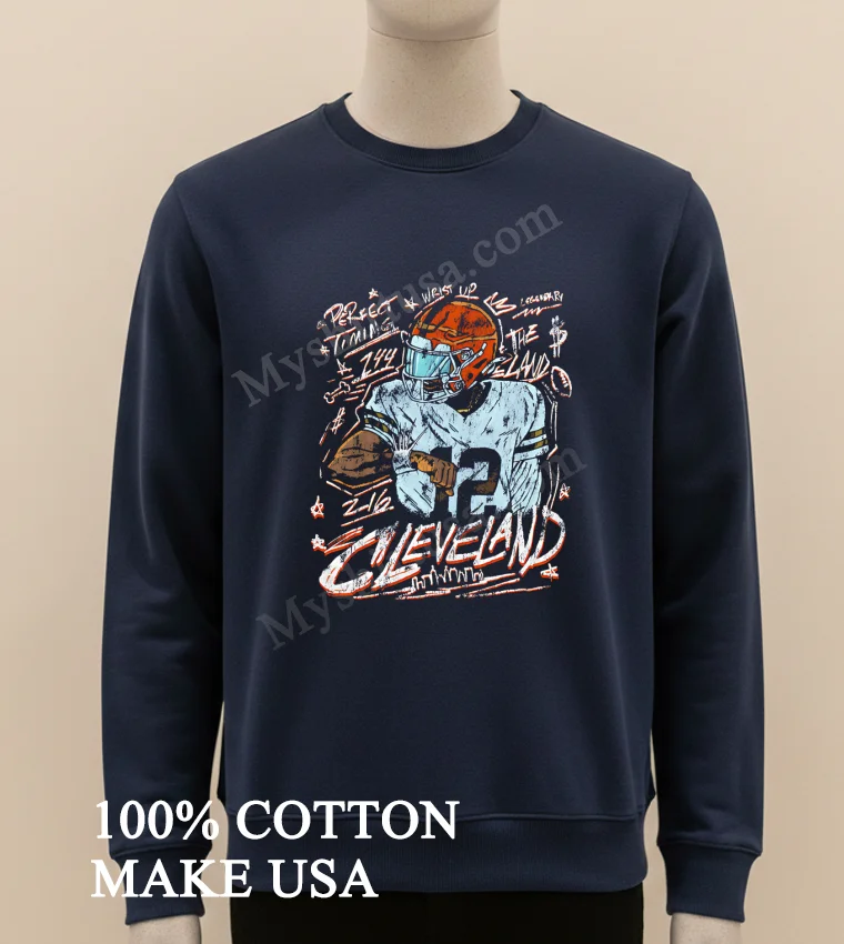 Cleveland Football Perfect Timing The Land Retro new t-shirt - long sleve shirt Cleveland Football Perfect Timing The Land Retro Shirt Long Sleve Shirt