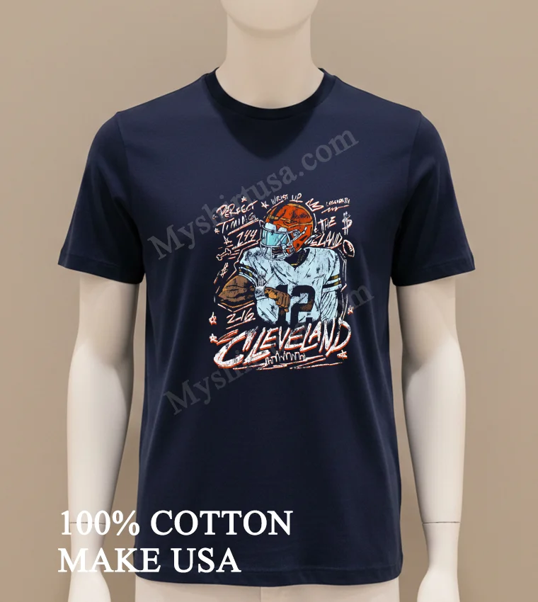Cleveland Football Perfect Timing The Land Retro new t-shirt - navy-shirt Cleveland Football Perfect Timing The Land Retro Shirt Navy Shirt