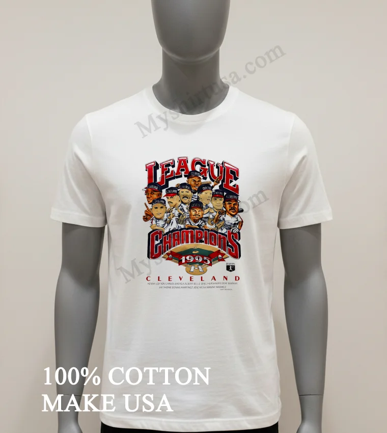 Cleveland Indians 1995 League Champion Caricature Vintage Shirt White T Shirt 1