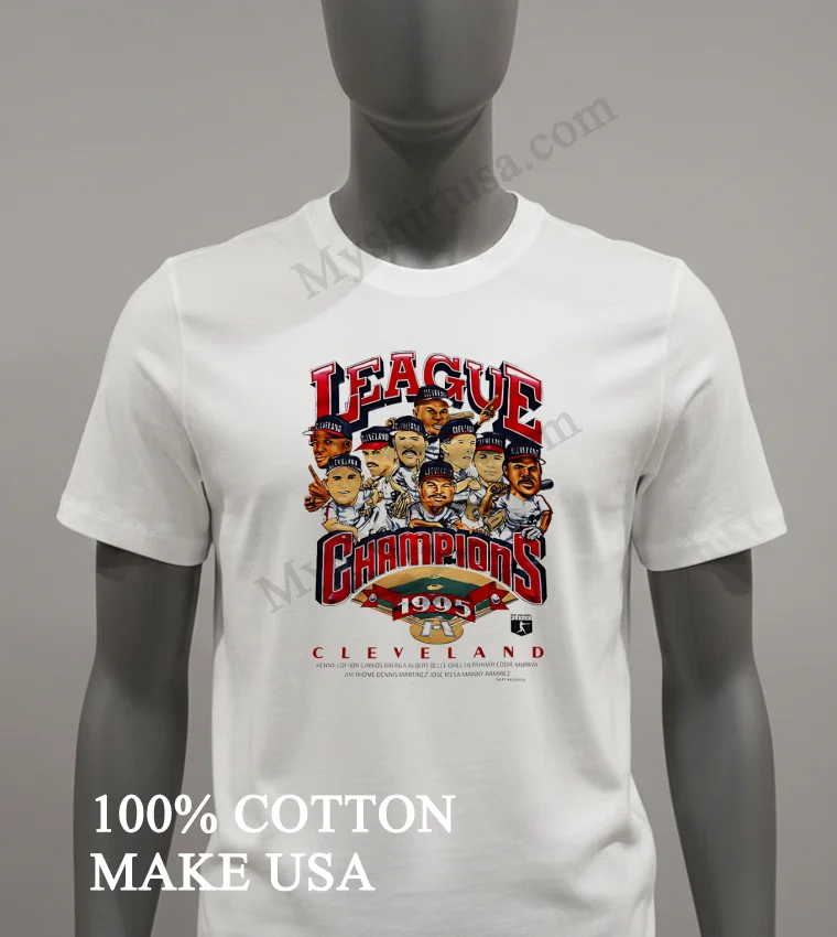 Cleveland Indians 1995 League Champion Caricature Vintage funny america t-shirts - white-t-shirt Cleveland Indians 1995 League Champion Caricature Vintage Shirt White T Shirt 2