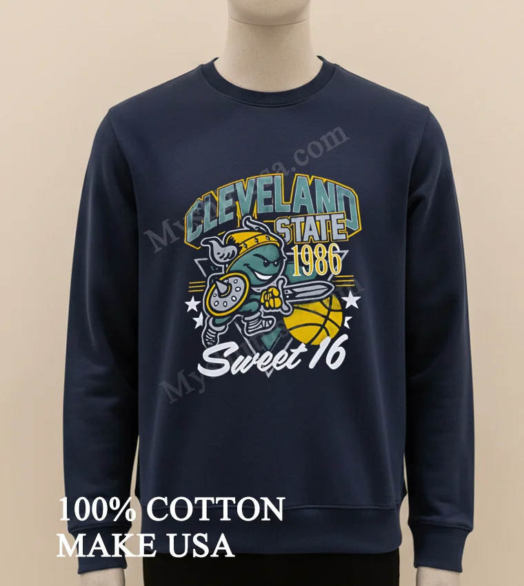 Cleveland State 1986 Sweet 16 Basketball Viking Mascot Shirt Long Sleve Shirt