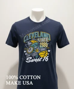 Cleveland State 1986 Sweet 16 Basketball Viking Mascot funny america t-shirts