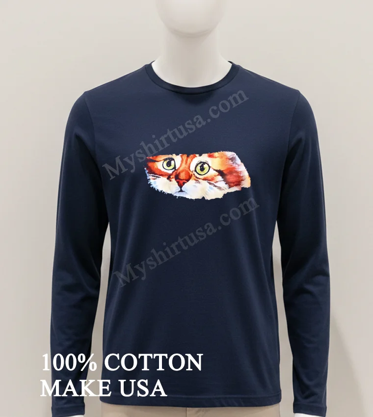 Close Up Watercolor Ginger Cat Face With Green Eyes Shirt Hoodie Shirt 1