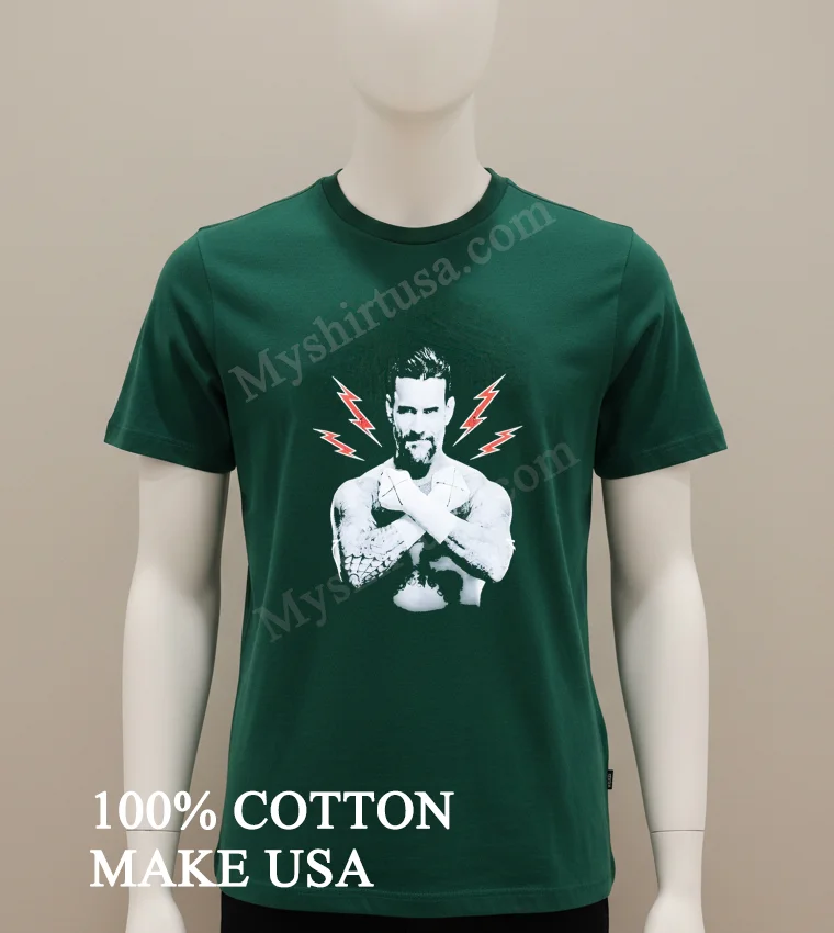 Cm Punk Best In The World Wrestling Lightning Bolt Shirt Green Shirt