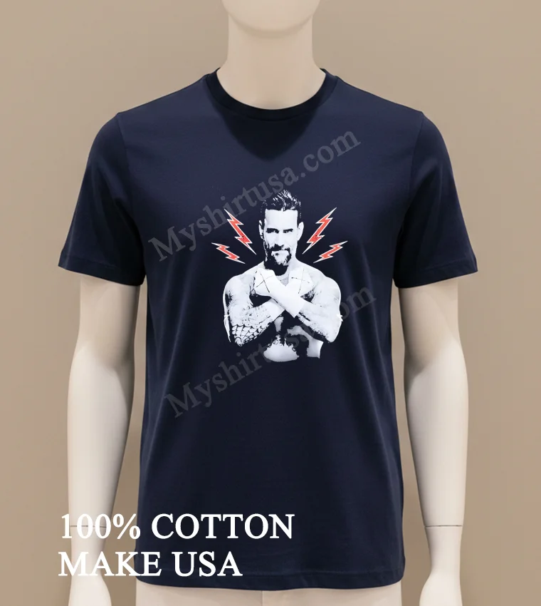Cm Punk Best In The World Wrestling Lightning Bolt funny america t-shirts - navy-shirt Cm Punk Best In The World Wrestling Lightning Bolt Shirt Navy Shirt