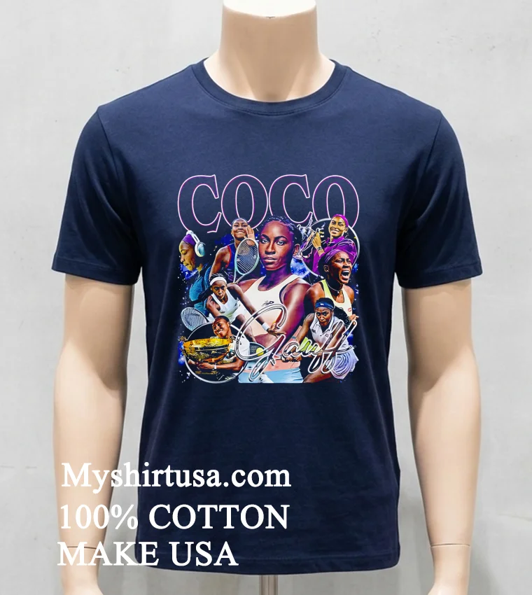 Coco Gauff Tennis Graphic Shirt - navy-shirt Coco Gauff Tennis Graphic Shirt Navy Shirt