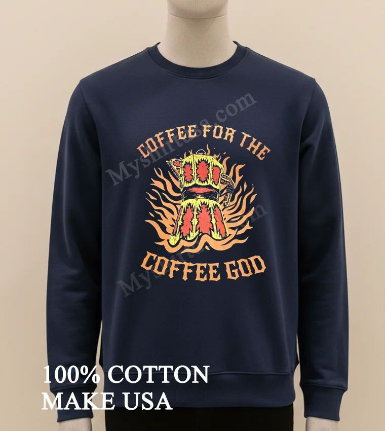 Coffee For The Coffee God Moka Pot Flames Shirt Long Sleve Shirt