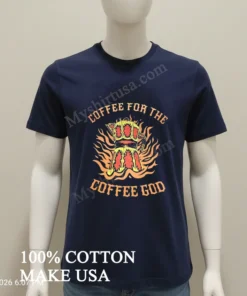 Coffee For The Coffee God Moka Pot Flames funny america t-shirts