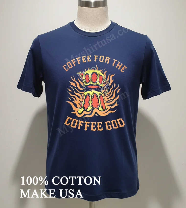Coffee For The Coffee God Moka Pot Flames Shirt Navy Shirt 2