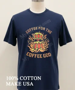 Coffee For The Coffee God Moka Pot Flames funny america t-shirts